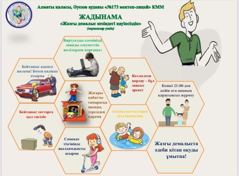 Жазғы демалыс кезіндегі білімалушыларға арналған қауіпсіздік жадынамасы